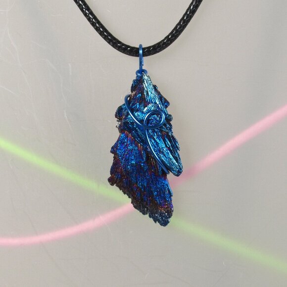 Handmade Blue Wrapped Wired Stone Necklace - Picture 1 of 3